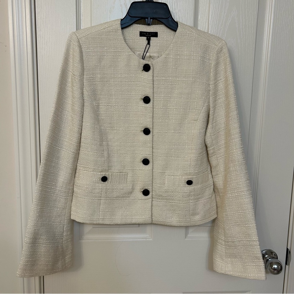 rag & bone Amaya Crop Jacket in Ivory Size 10 - Picture 4 of 9